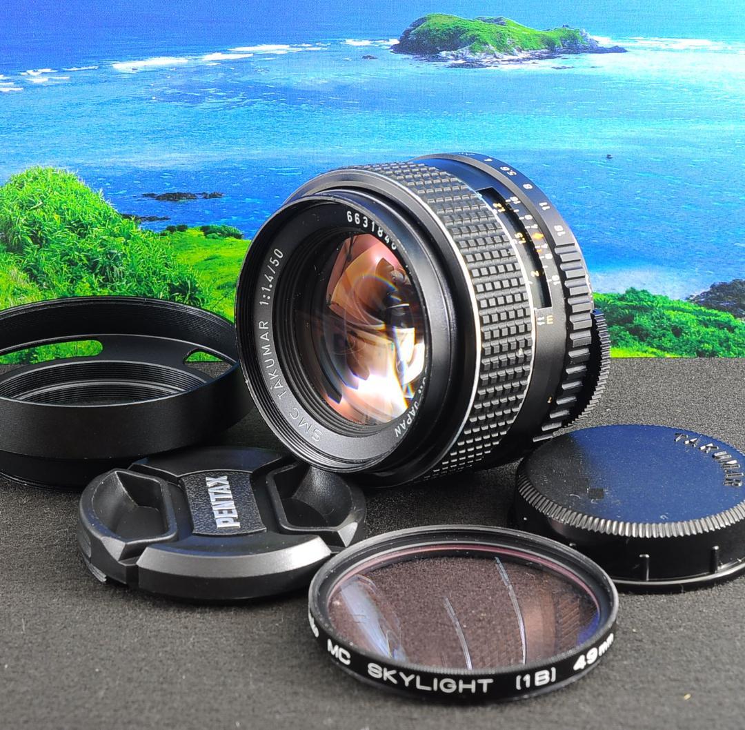 ペンタックス SMC Takumar 50mm F1.4 フード付き！整備済み！