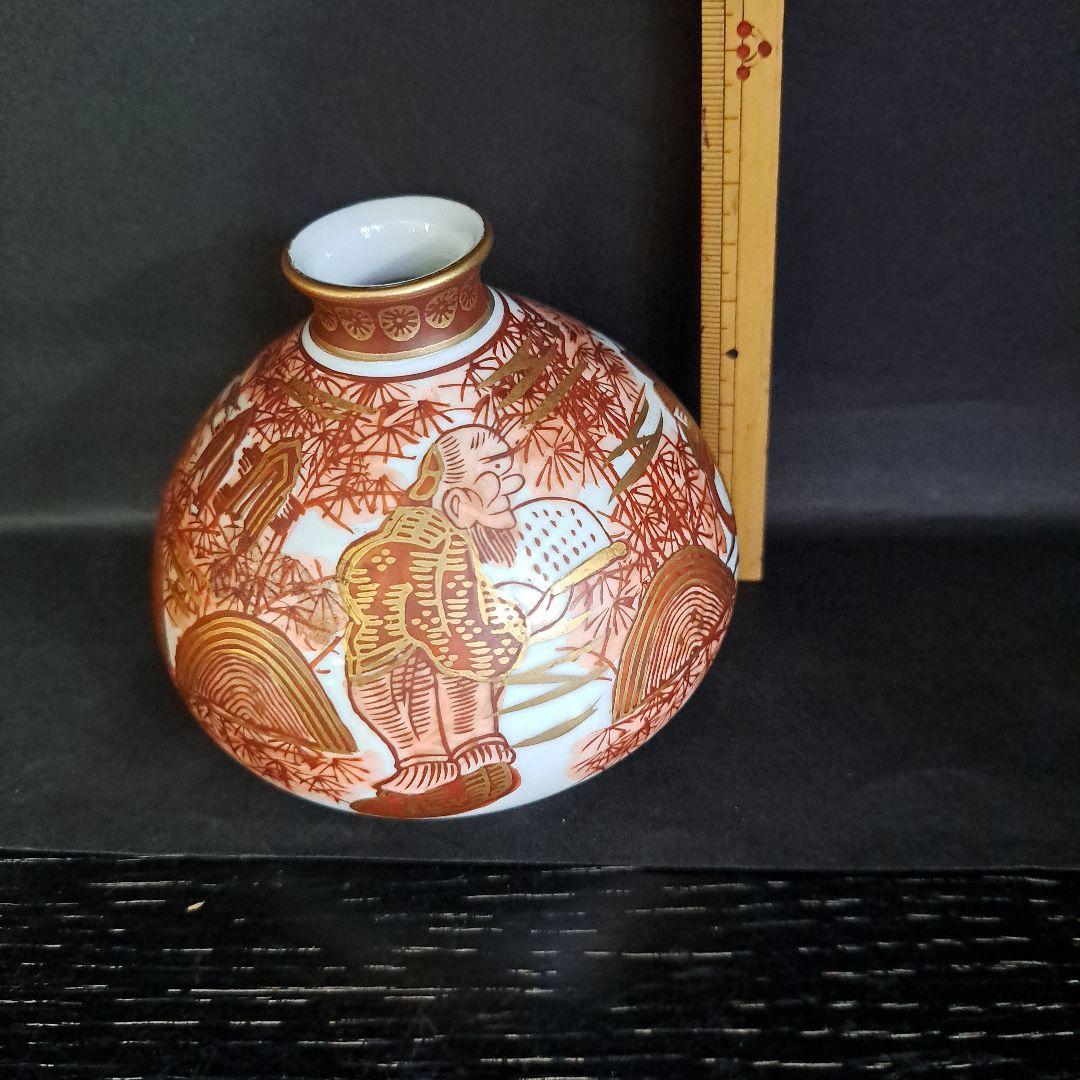 江戸中期　油壺　幻の湖東焼　赤絵金彩人物図　極上