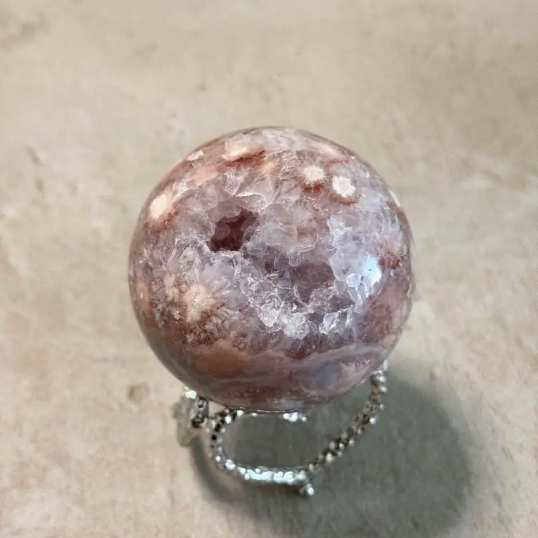 高品質ピンクアメジストスフィア/レース/虹/58.10mm