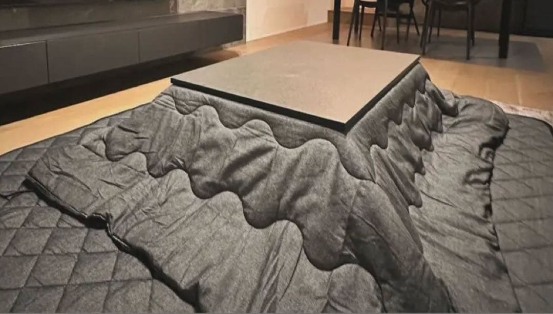 先染めこたつ掛敷布団2点セット（ブラック）長方形　大判