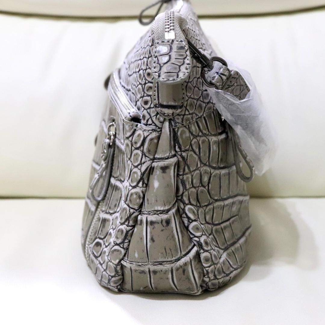 マットクロコダイル 2WAY トート＆ショルダーバッグ グレー