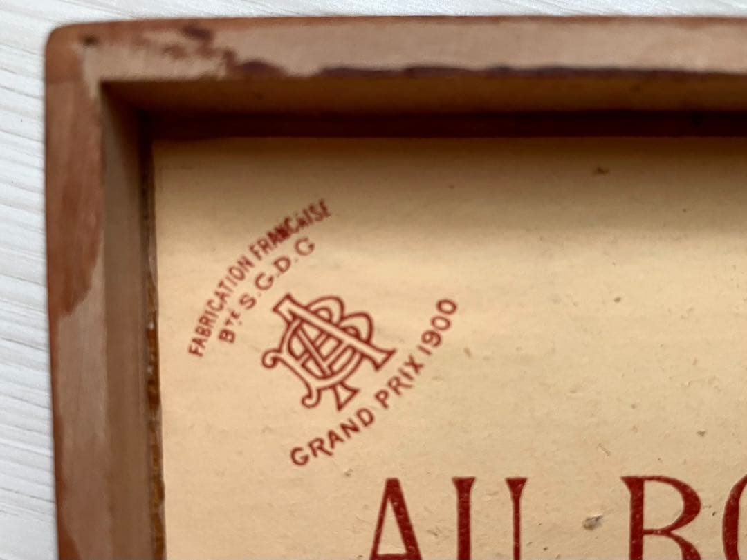 フランス　アンティーク　木箱　BON MARCHE 手芸　ボックス　小物入れ