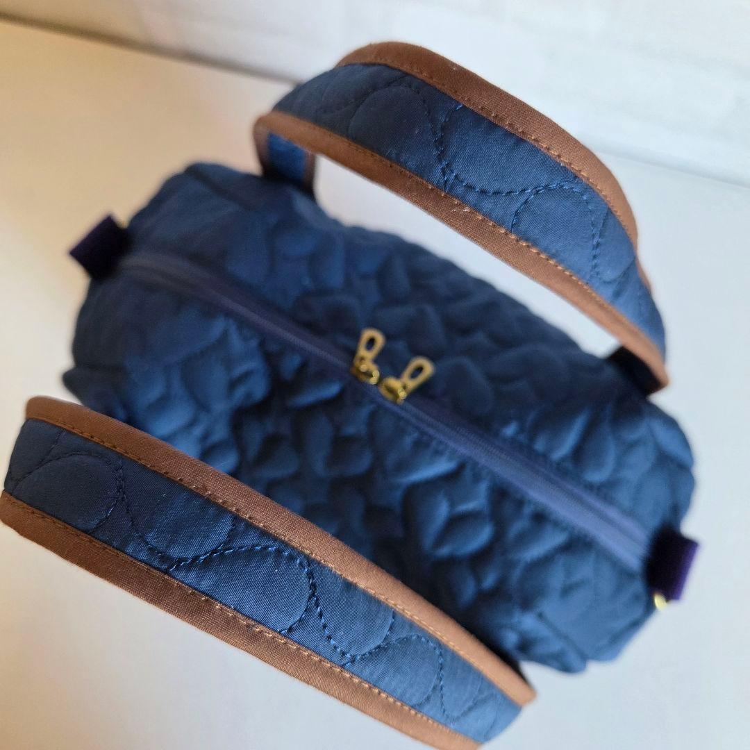 JUNE様　丸型ボストンバッグ(L)　ハートキルティング　ハンドメイド