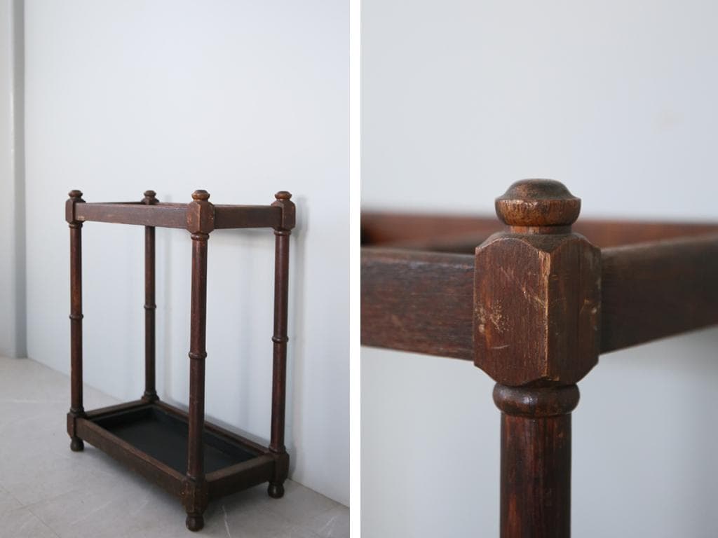 英国アンティーク木製傘立て/アンブレラスタンド/玄関インテリア(92-69)