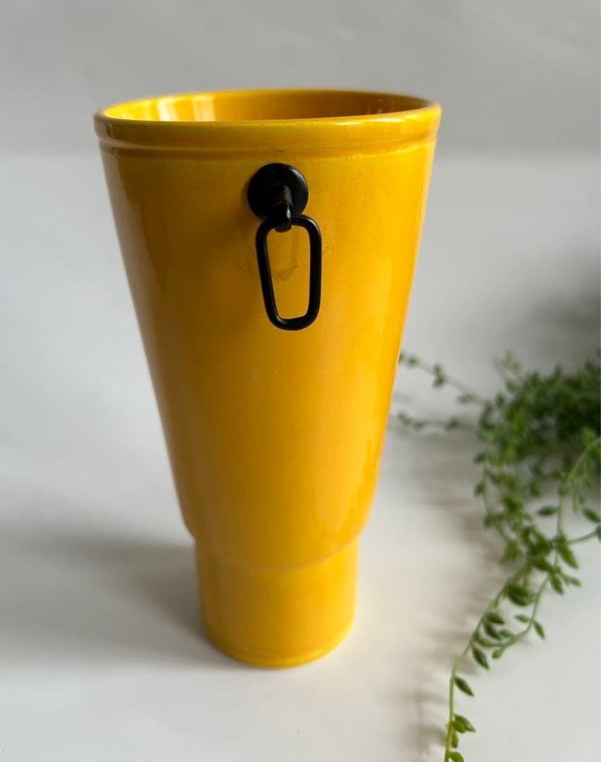 中村翠嵐造 黄交趾 砧 花生　花入 花器 共箱