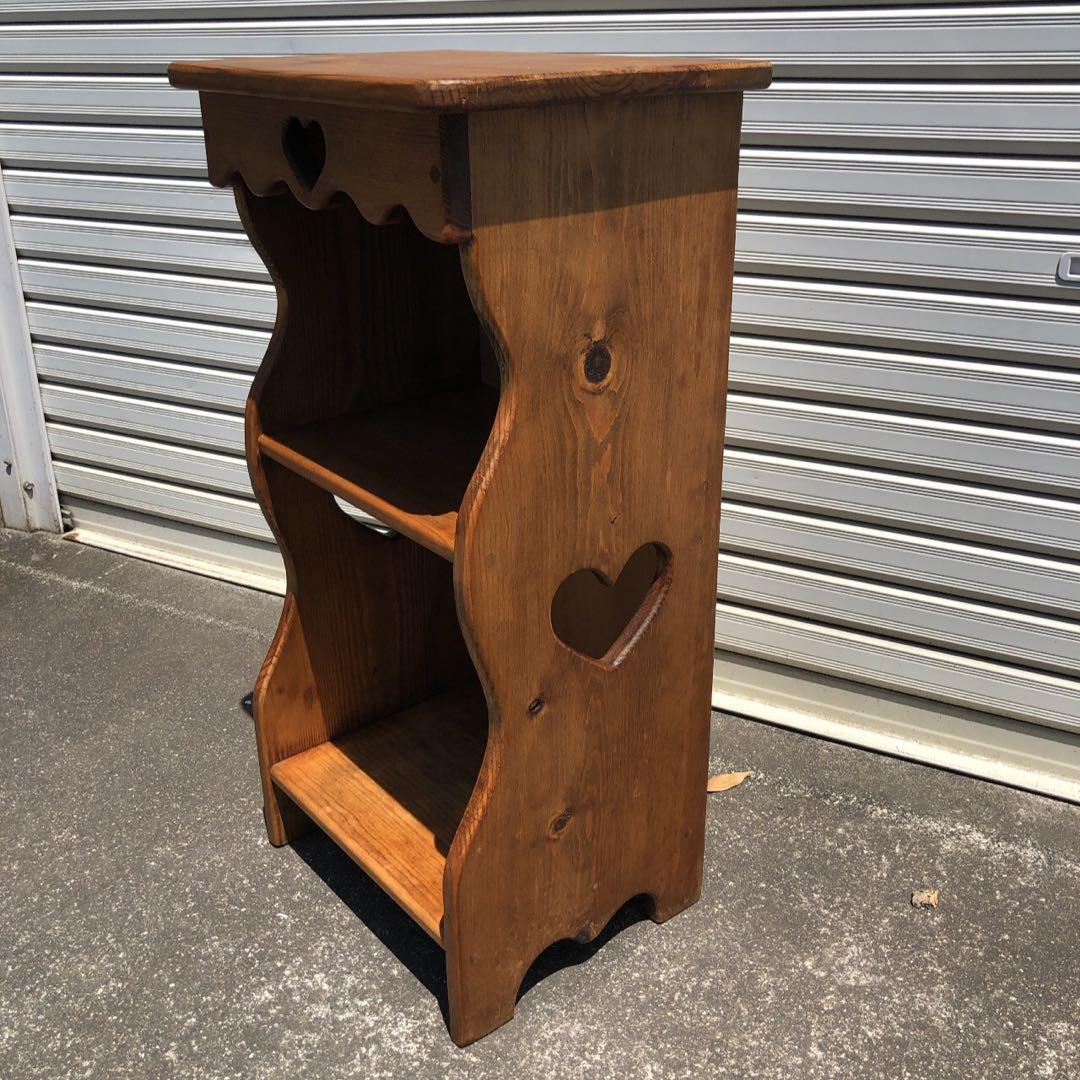 カントリー家具 ハートが可愛い！ パイン材 2段ラック 飾り棚 花台 送料無料