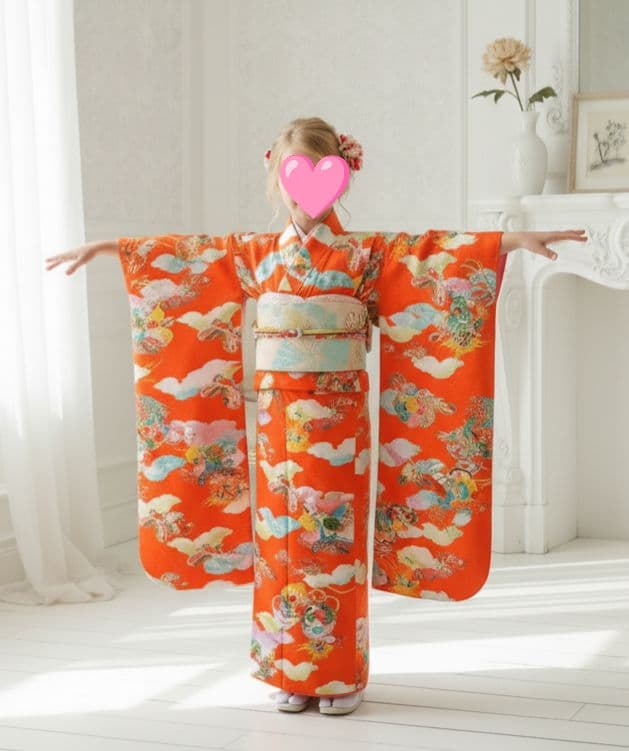 アンティークオレンジの着物単品