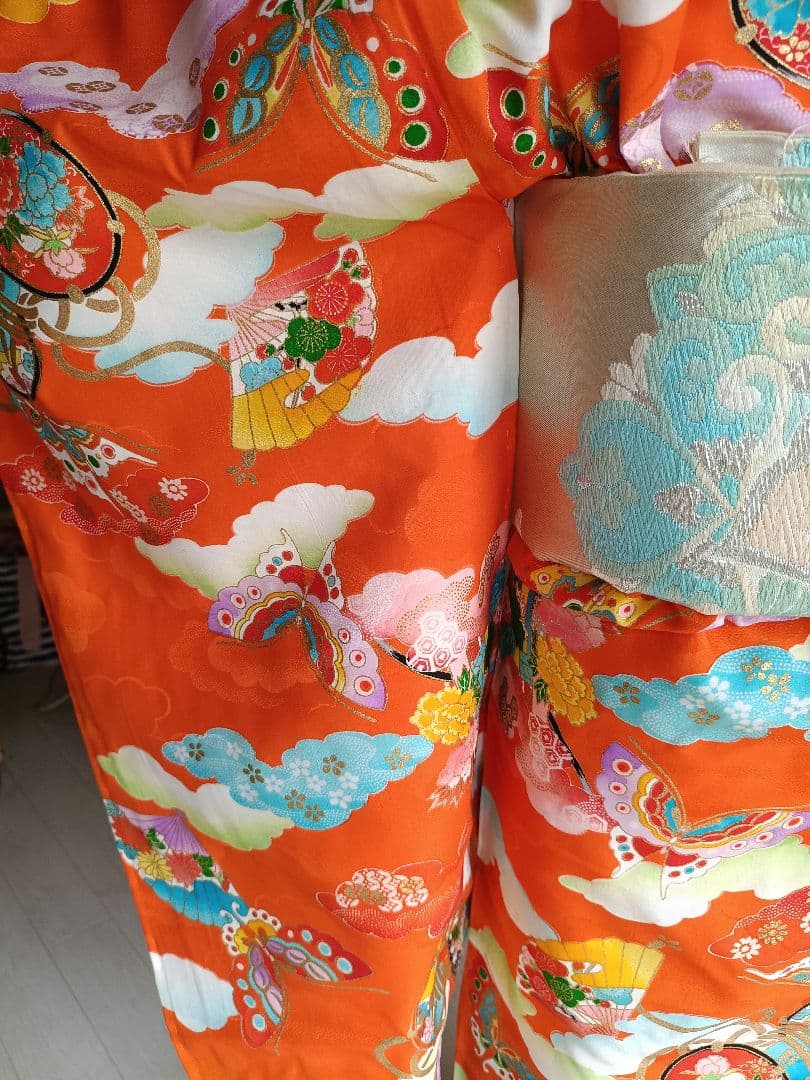 アンティークオレンジの着物単品