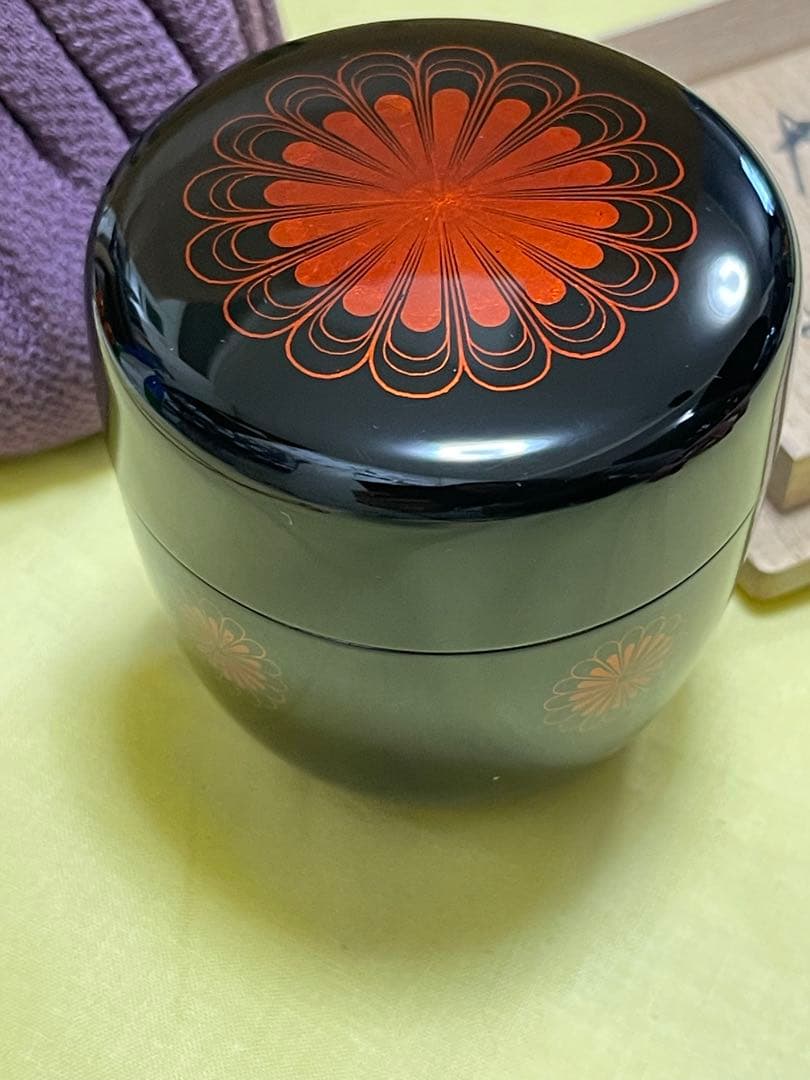 希少　重要無形文化財　人間国宝　江里佐代子　截金　棗　菊花　茶道具