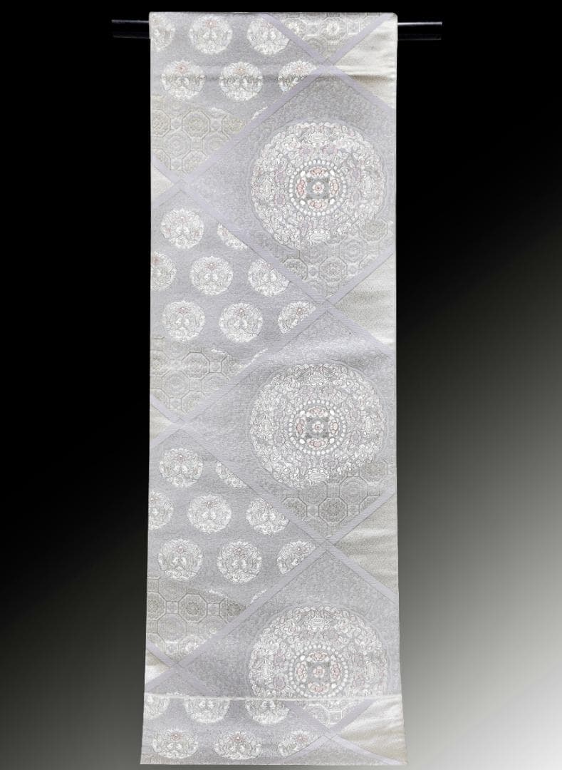新入荷！！プレス加工済 正絹 礼装用袋帯 銀糸 六通織 正倉院大小華文様 結婚式