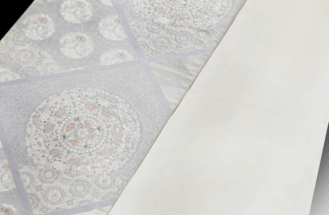 新入荷！！プレス加工済 正絹 礼装用袋帯 銀糸 六通織 正倉院大小華文様 結婚式