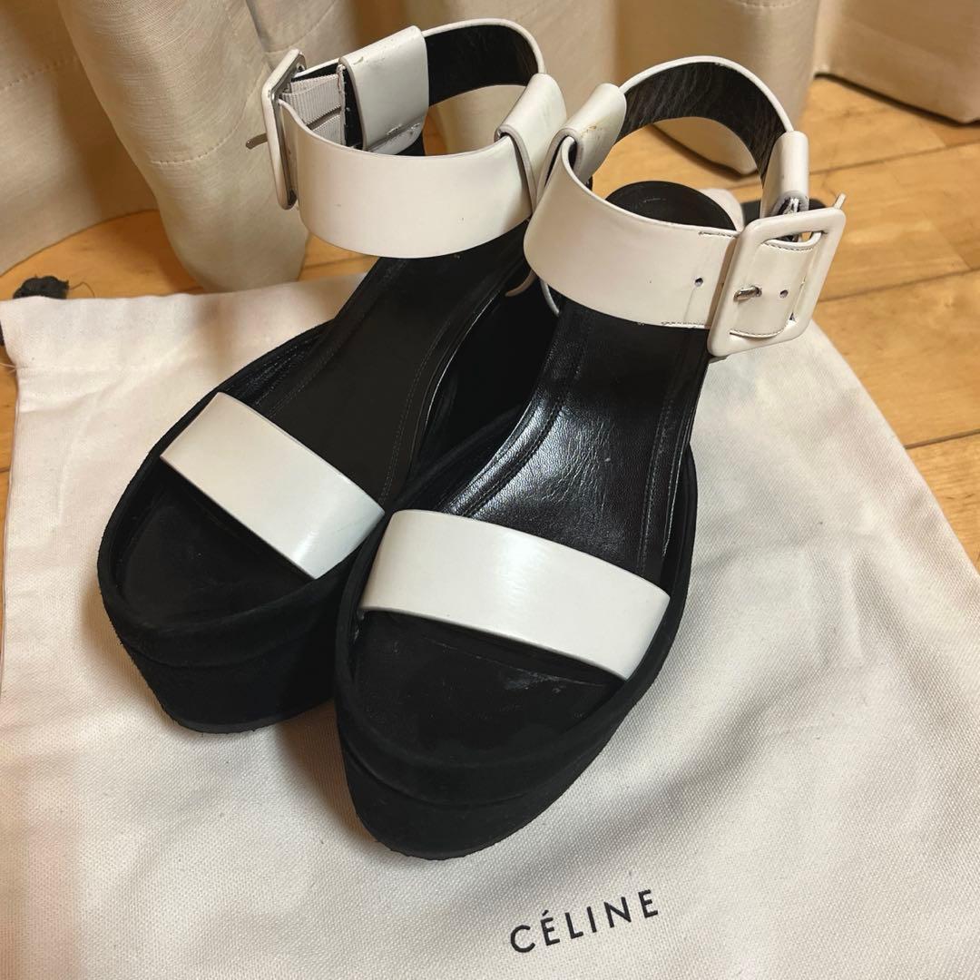 CELINE プラットフォームサンダル ホワイト・ブラック