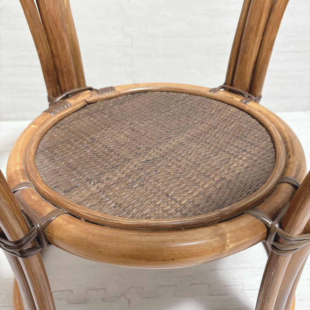 Kazama カザマ ラタン 籐家具 丸テーブル ガラステーブル