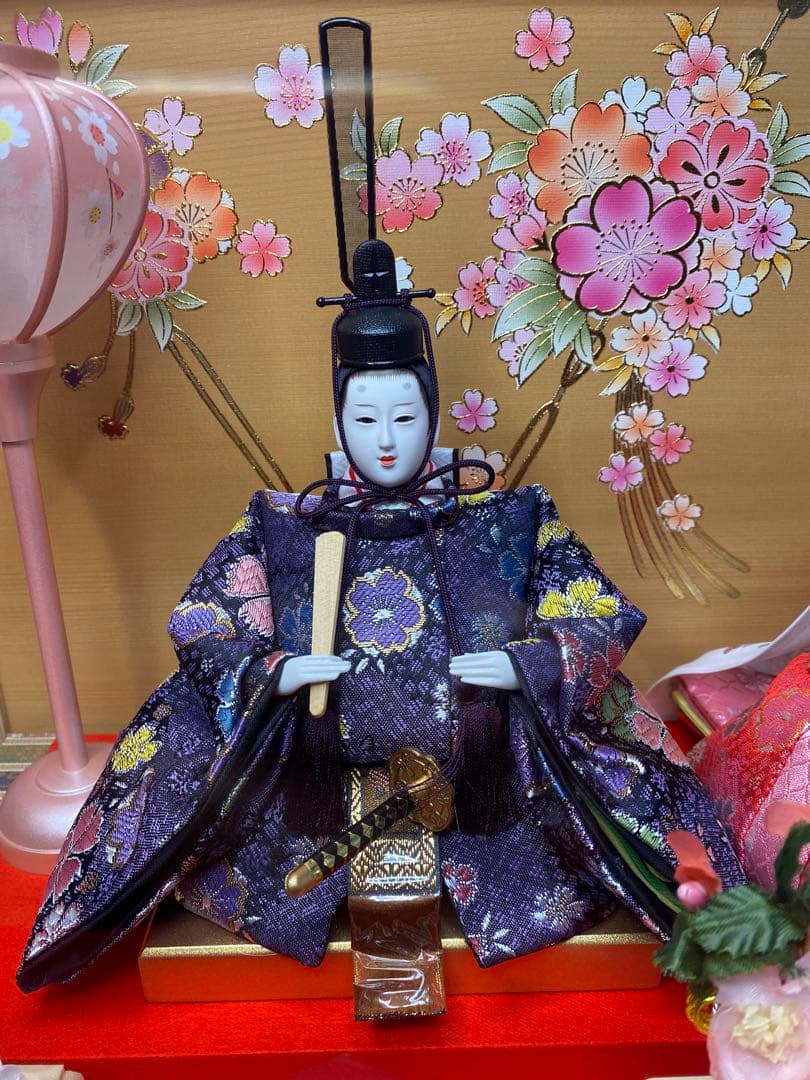 翔玉監修　雛人形親王飾りガラスケース入り・間口約５５×奥行約２８×高さ約４１㎝
