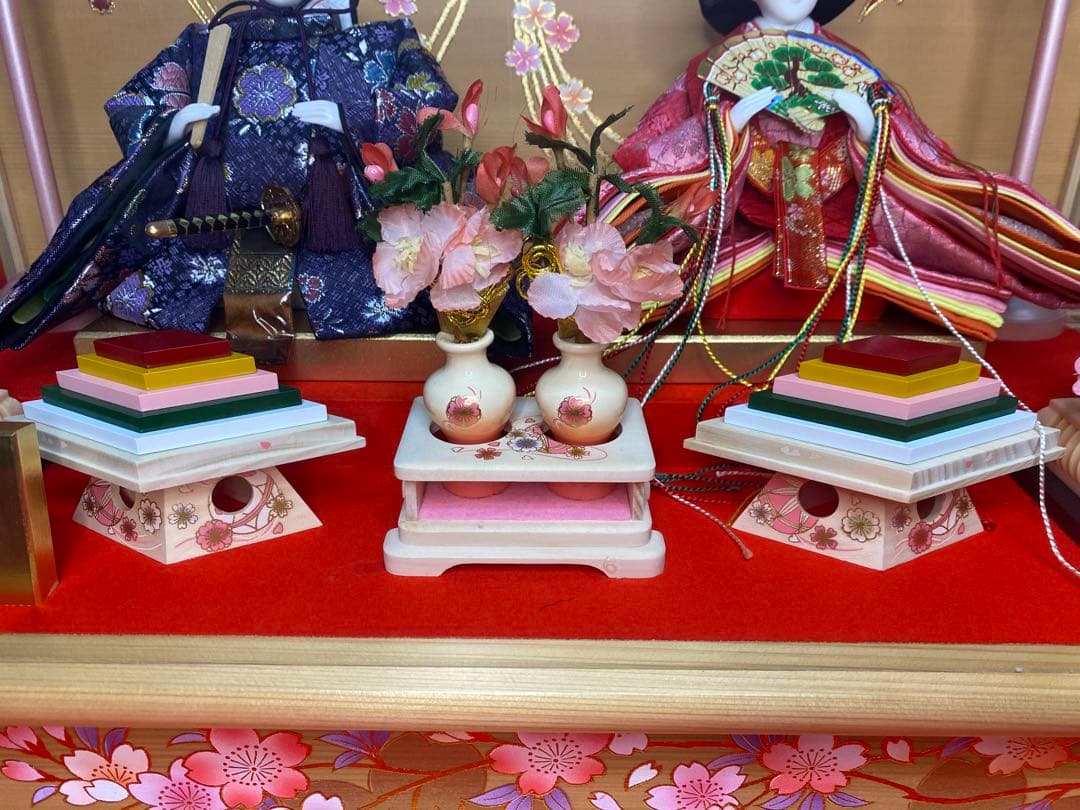 翔玉監修　雛人形親王飾りガラスケース入り・間口約５５×奥行約２８×高さ約４１㎝