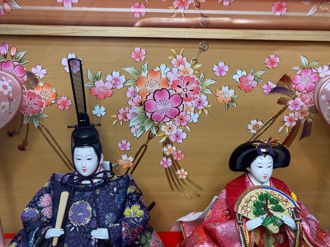 翔玉監修　雛人形親王飾りガラスケース入り・間口約５５×奥行約２８×高さ約４１㎝