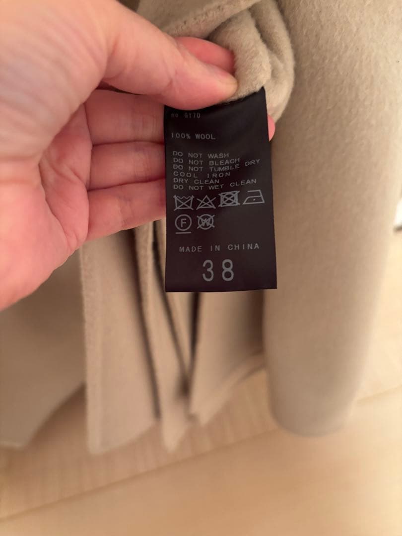 美品　IENA スーパー160ダブルフェイスショートコート　ベージュ　38