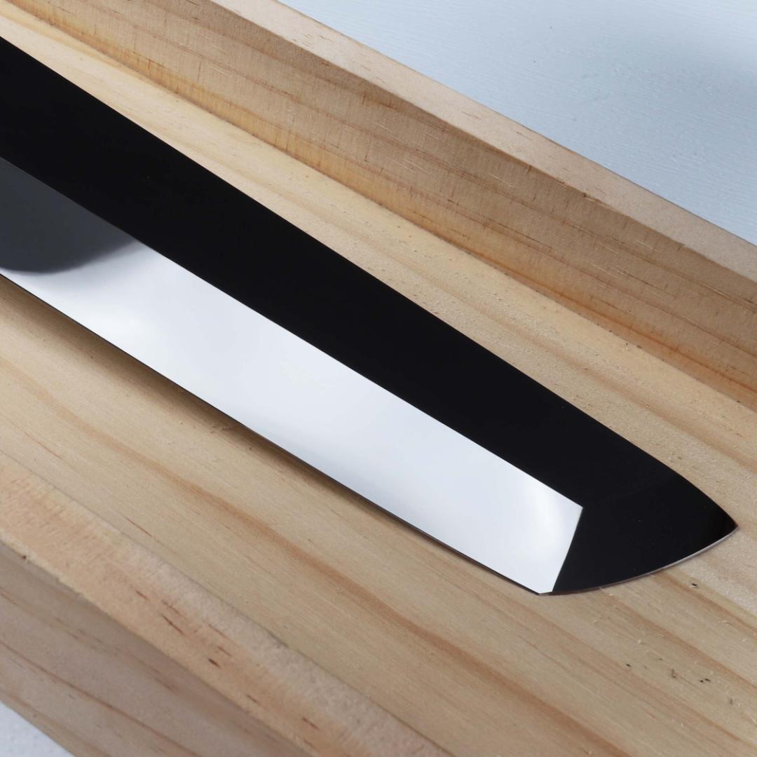 7794ウルトラ鏡面仕上げ 尺 鱧切り 骨切り 刺身包丁 黒檀黒水牛角八角柄