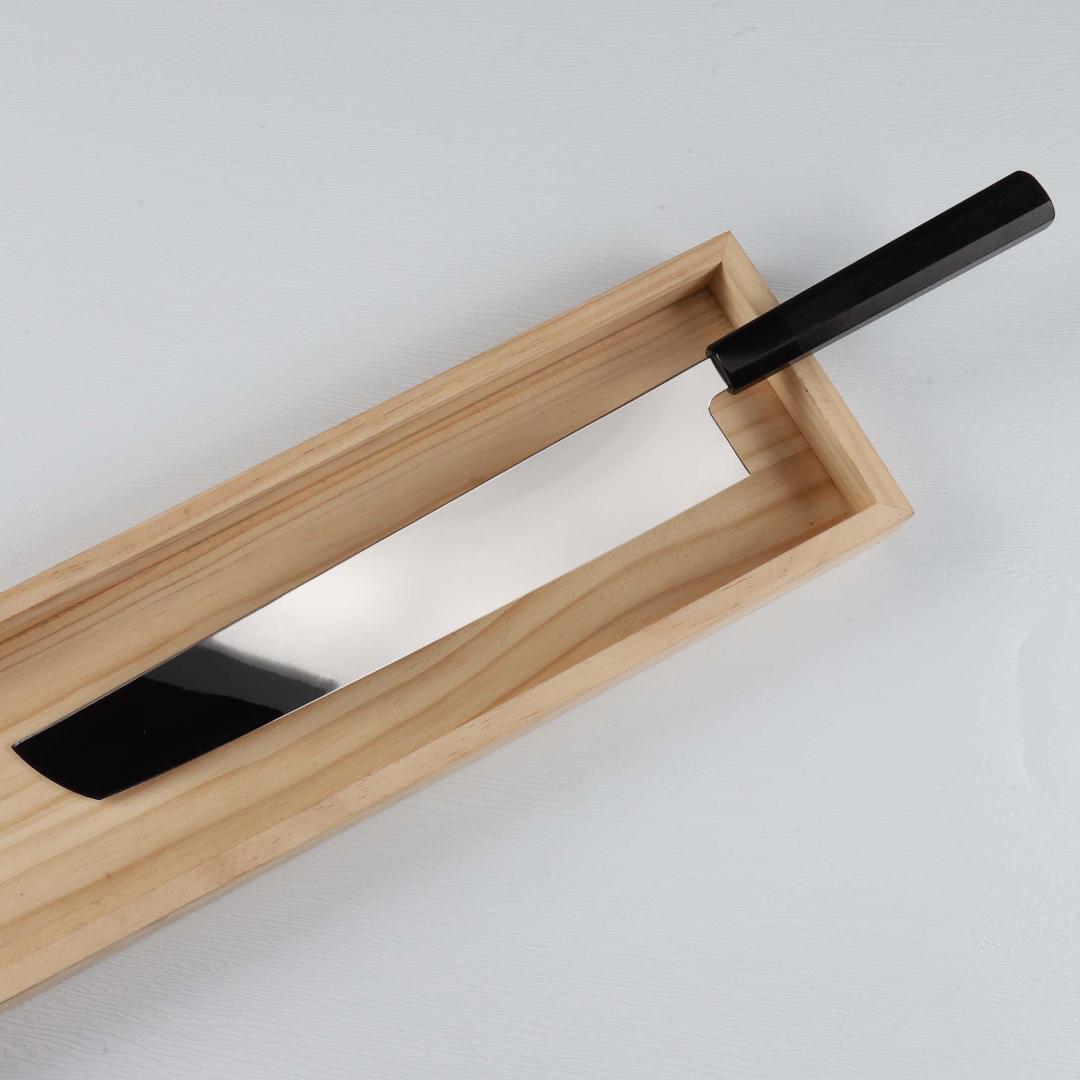 7794ウルトラ鏡面仕上げ 尺 鱧切り 骨切り 刺身包丁 黒檀黒水牛角八角柄