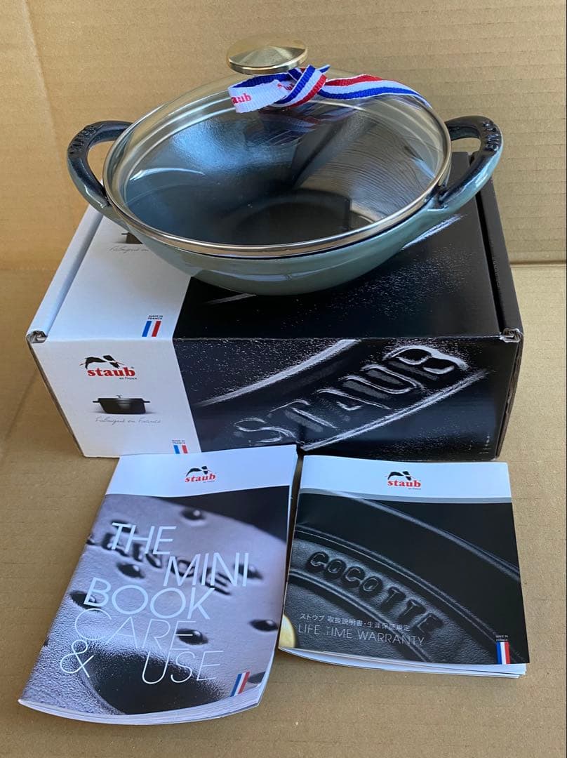 ストウブ　ベビーウォック 16cm ガラス蓋付 ユーカリ【 未使用 】