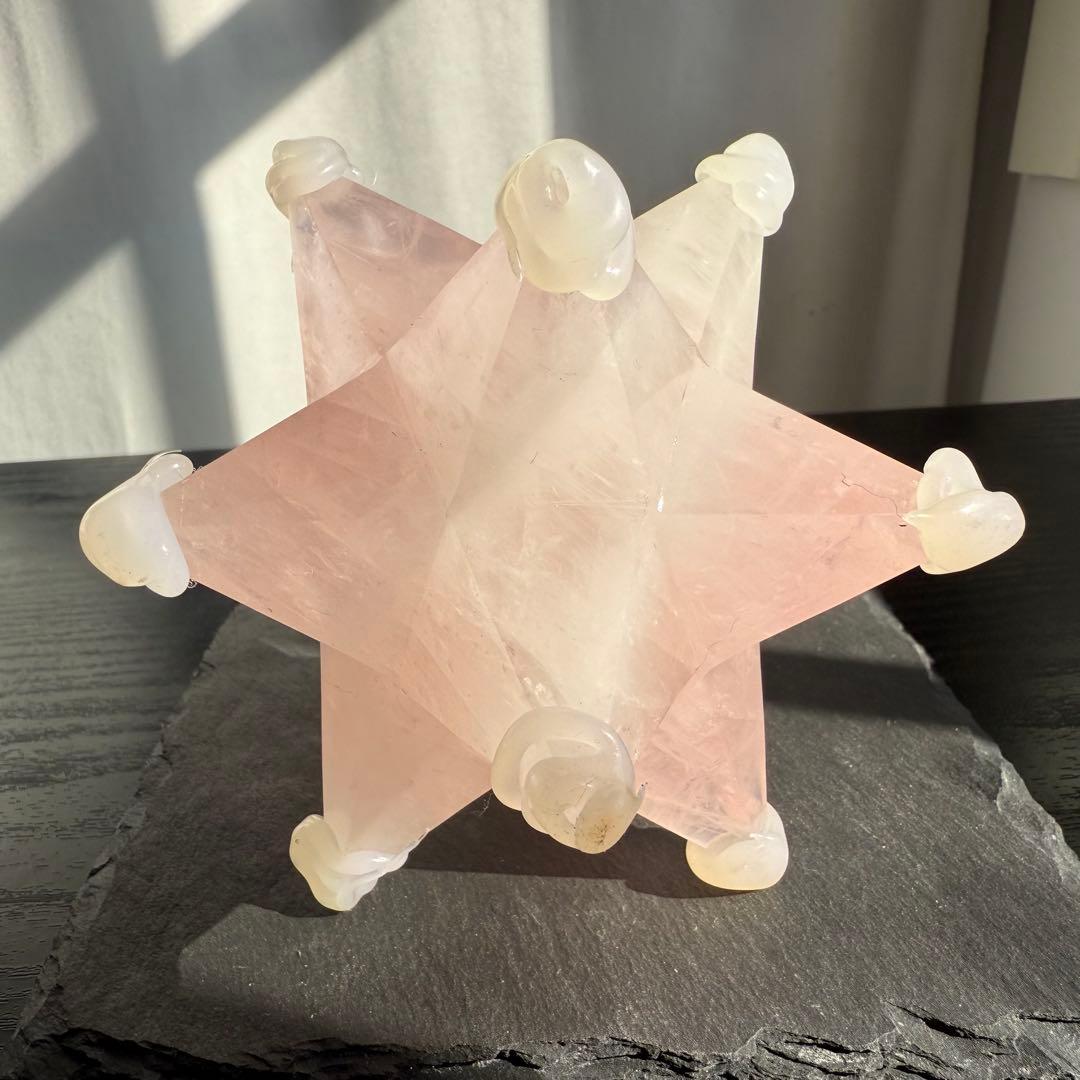 天然石ローズクォーツのアステロイド　マカバスター　置物NO.111814