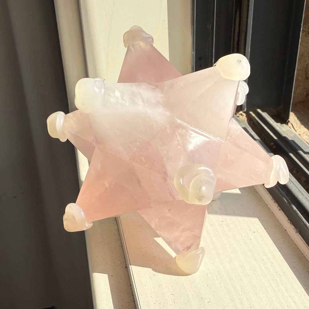 天然石ローズクォーツのアステロイド　マカバスター　置物NO.111814