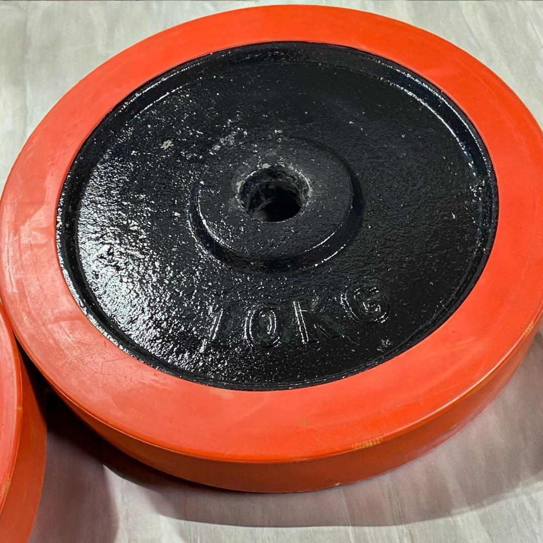 ラバー付 バーベルプレート10kgx2枚セット 合計20kg シャフト径28mm