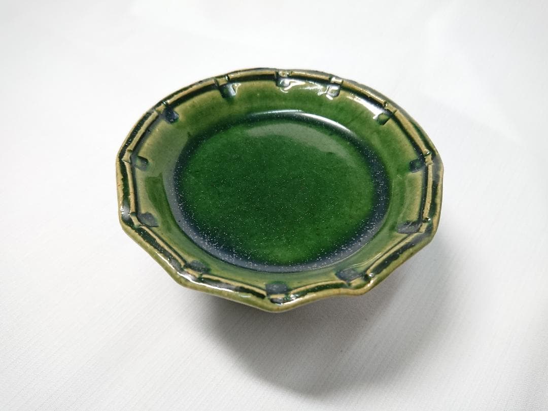 ◆ 幸兵衞窯 ◆　総織部 高台皿 × 5　＊新品未使用品