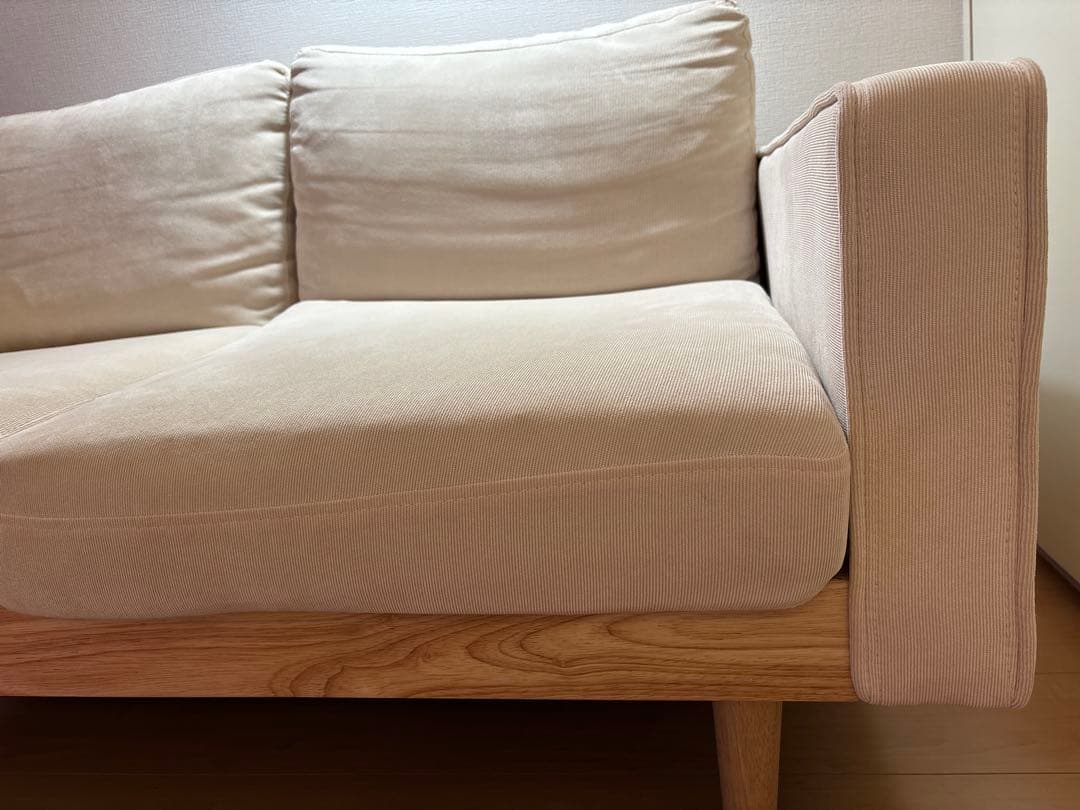 コーデュロイ ソファ 2人がけ アイボリー