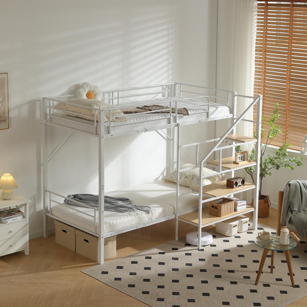 新作❣ロフトベッド シングルベッド パイプ 耐震 頑丈フレーム 学生寮 社員寮