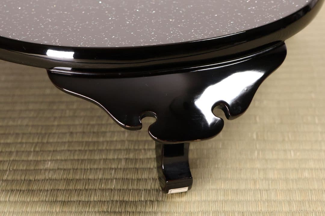 輪島塗 涛華堂 八井珠蔵 小判形 卓 螺鈿 貝梨地 木製 花台【MA804】