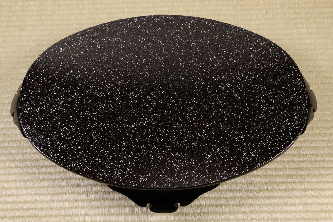 輪島塗 涛華堂 八井珠蔵 小判形 卓 螺鈿 貝梨地 木製 花台【MA804】