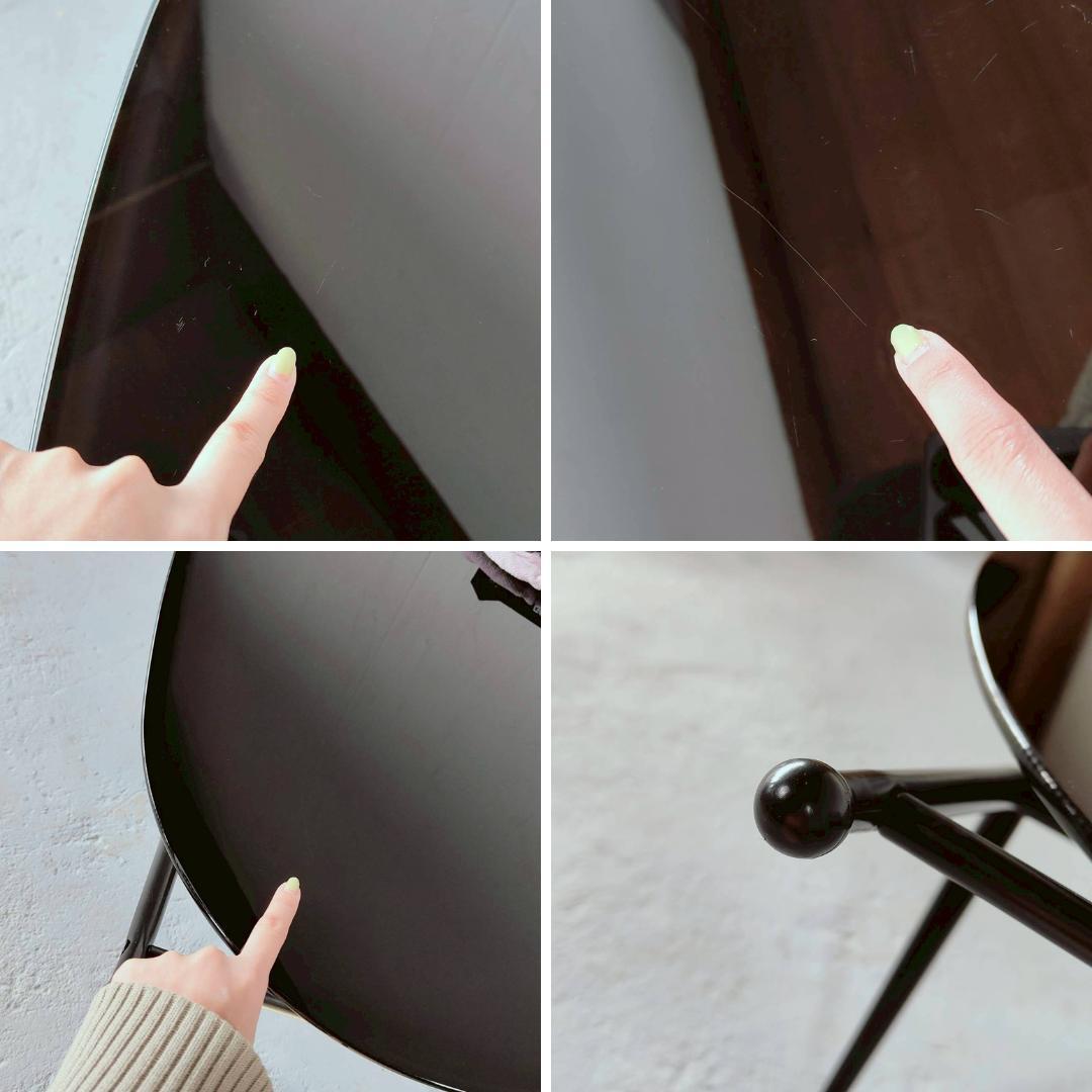 ミッドセンチュリー ガラステーブル 黒 幅80cm スペースエイジ