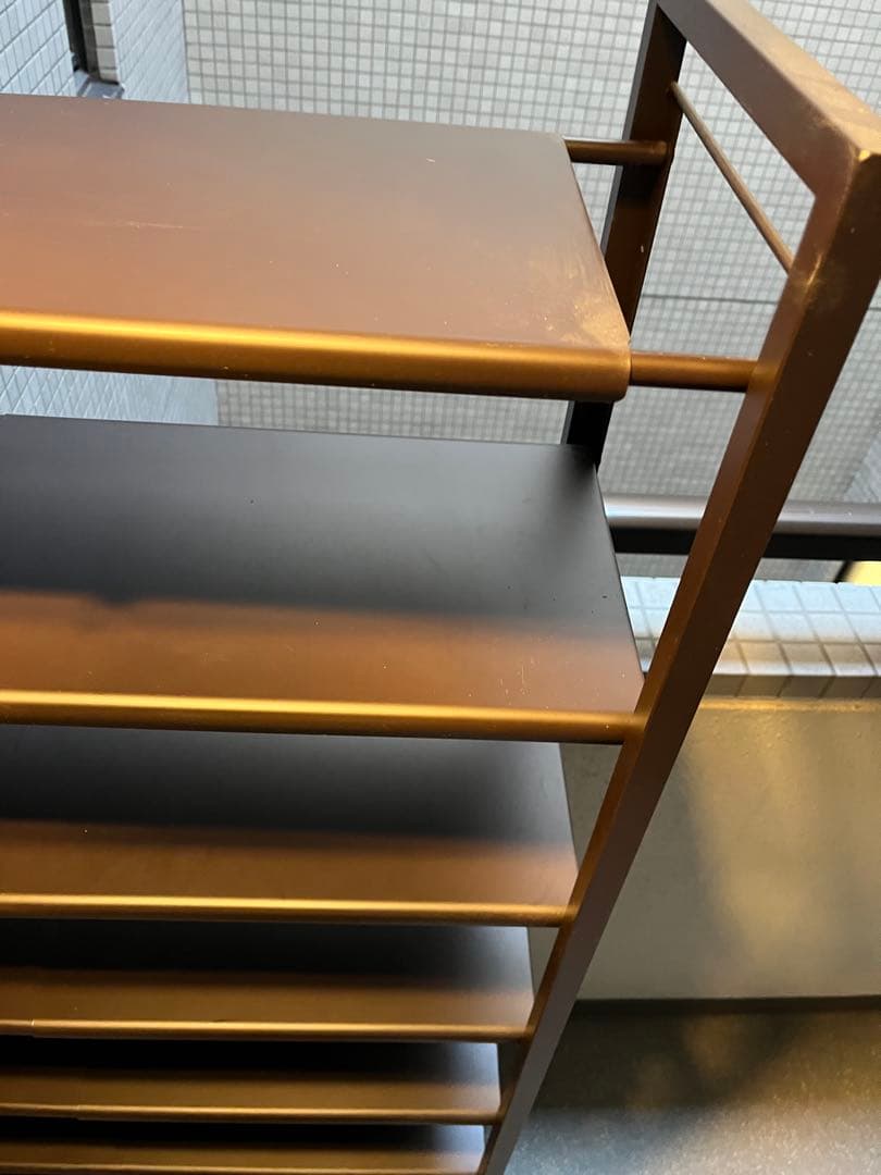 伸縮シューズラック 7段 ブラウン