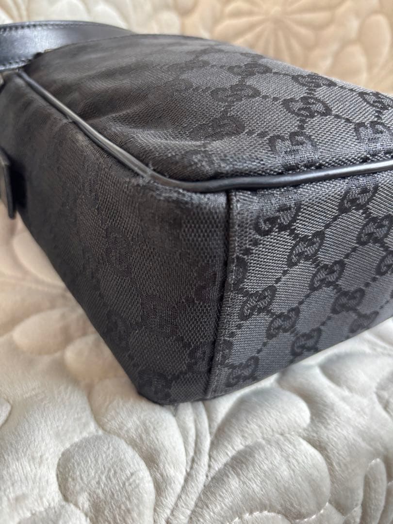 【訳あり】GUCCI GG柄 ブラック ナイロン ショルダーバッグ
