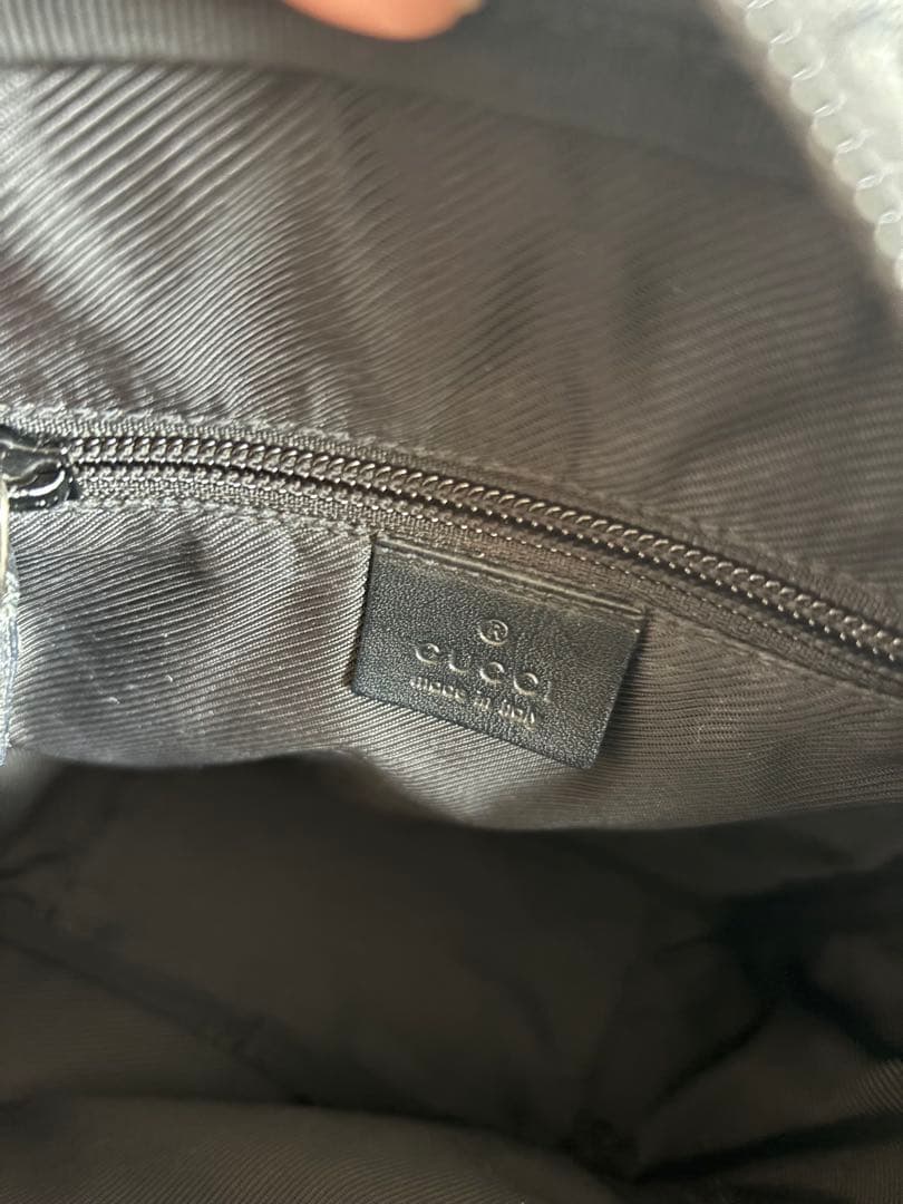 【訳あり】GUCCI GG柄 ブラック ナイロン ショルダーバッグ