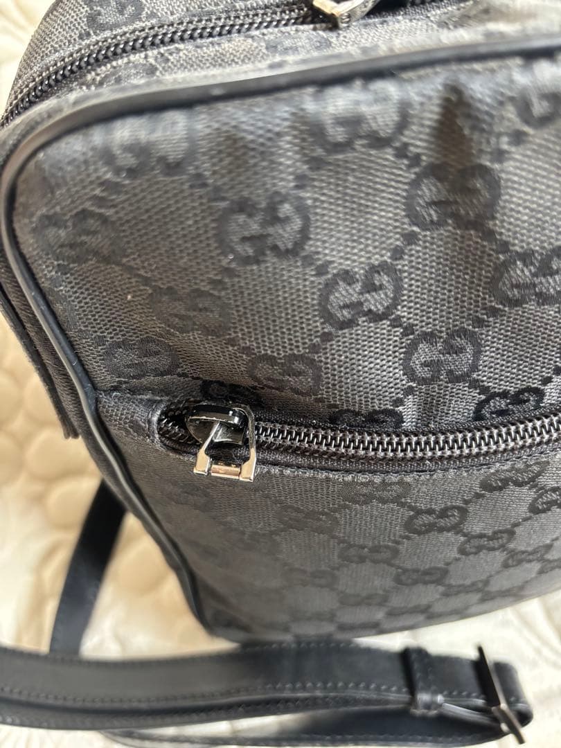 【訳あり】GUCCI GG柄 ブラック ナイロン ショルダーバッグ