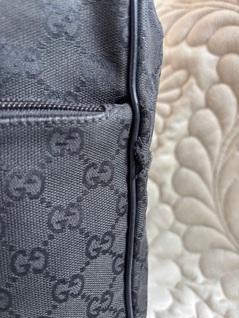 【訳あり】GUCCI GG柄 ブラック ナイロン ショルダーバッグ