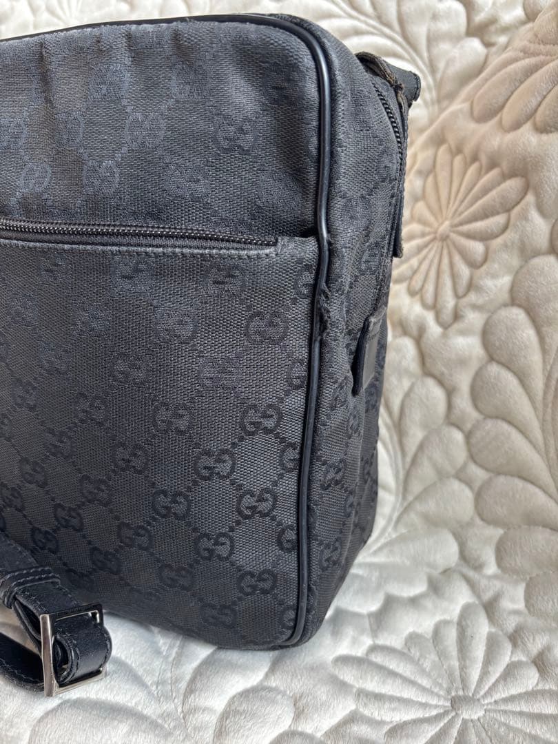 【訳あり】GUCCI GG柄 ブラック ナイロン ショルダーバッグ