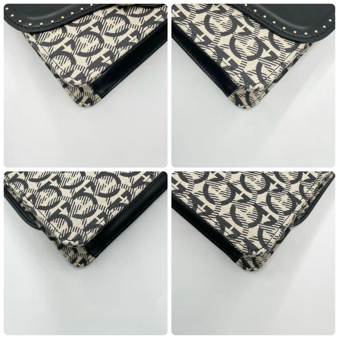 未使用級● フェラガモ ショルダーバッグ ガンチーニ 金具 モノグラム レザー