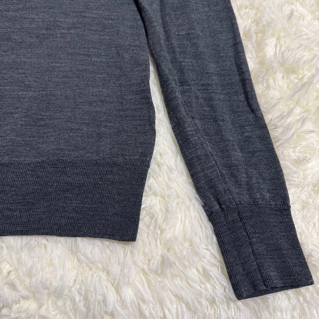 【美品】ジョンスメドレー タートルネック ニット S チャコール メリノウール