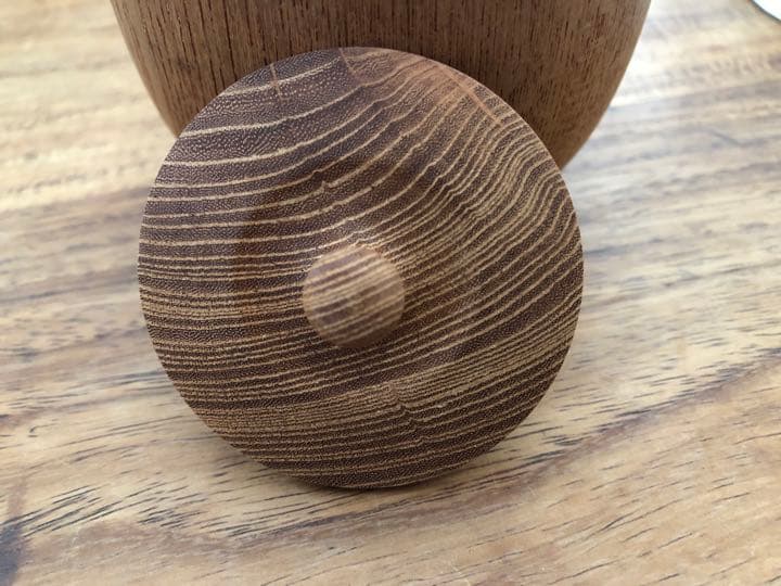 茶筒　茶道具　天然木　義雄作