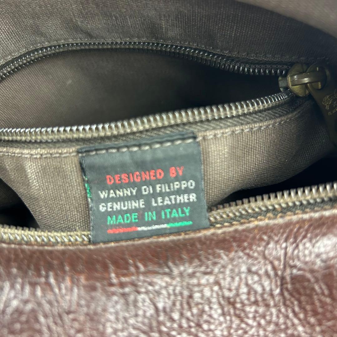 【美品】イルビゾンテ　ショルダーバッグ レザー　斜め掛け　ロゴ型押し　バケツ