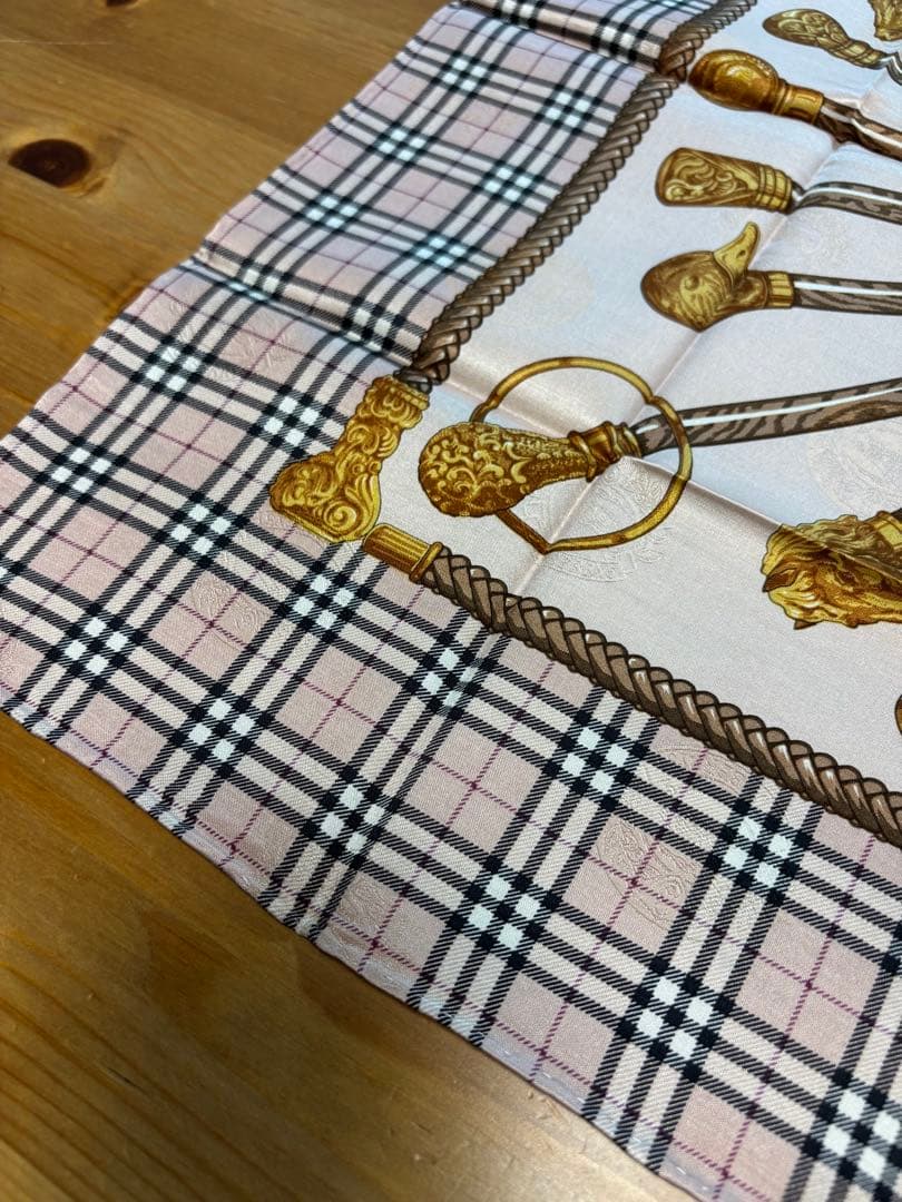 H*守様 シルク&コットンBurberry チェック柄ハンカチ 3点セット