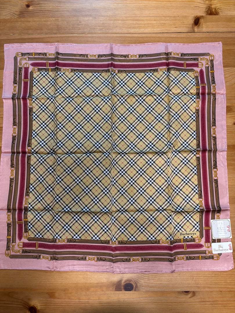 H*守様 シルク&コットンBurberry チェック柄ハンカチ 3点セット