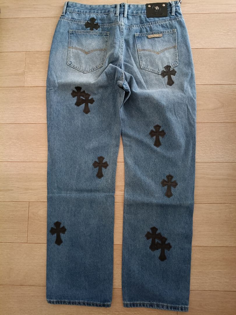 クロス刺繍 デニムパンツ W34