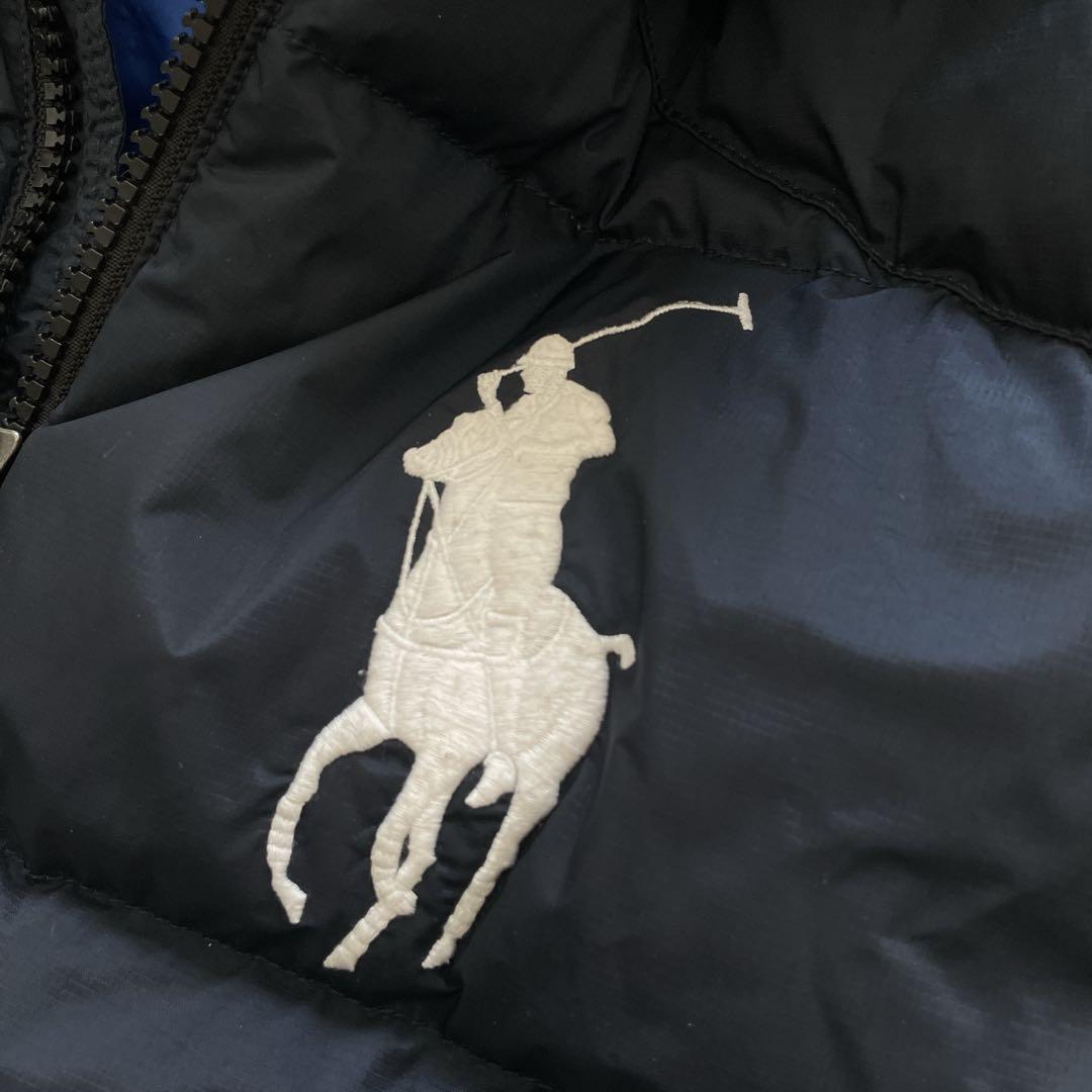 【美品】ポロラルフローレン ダウンジャケット ビッグポニー 紺 青　フード