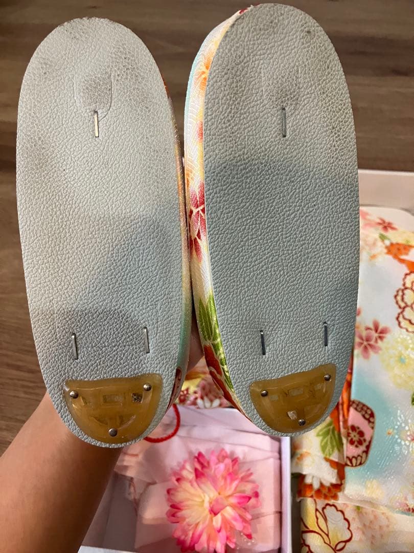 七五三用ピンク花柄着物セット　3歳