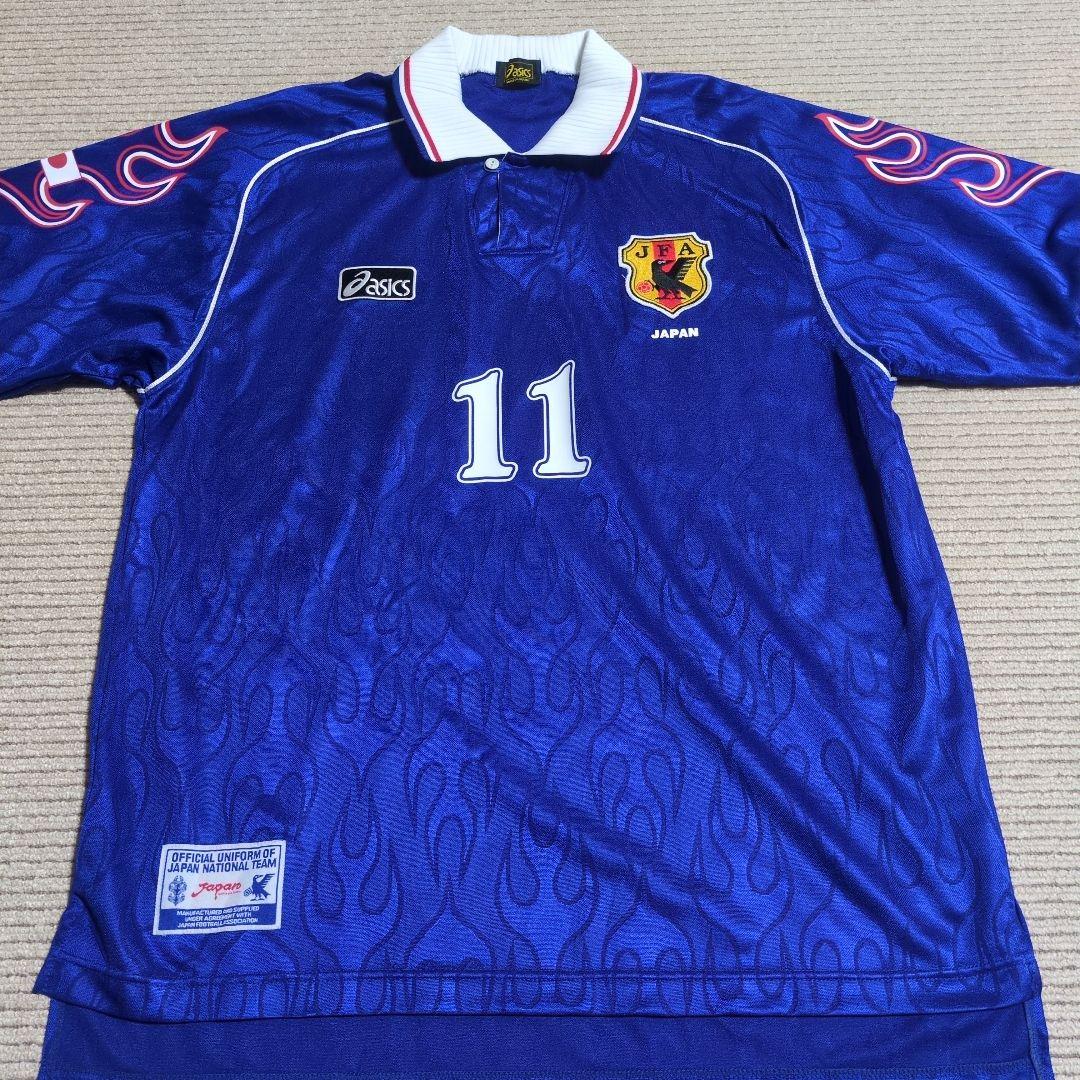 日本代表 1998 ホーム 炎 ユニフォーム 三浦知良 アシックス正規品Оサイズ
