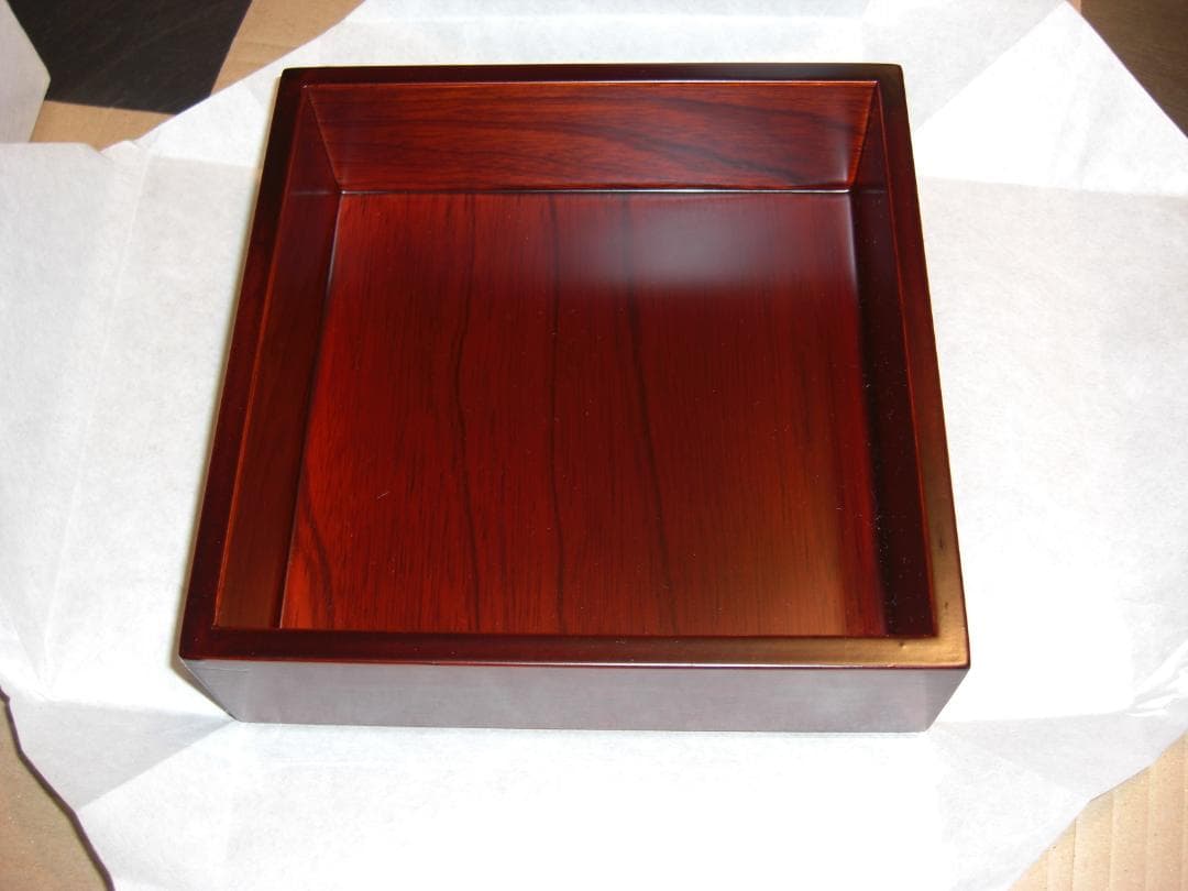 ◆重箱　木製6.5寸二段重 木地呂塗りに秋草